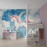 Unicorn Mural Wallpaper | Magical Rainbow and Stars Design