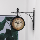 Vintage Station Clock  Double-Sided Metal Design - Detailed view