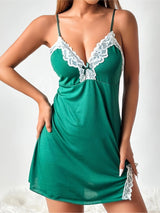 Lace Trim Bodycon Dress  Elegant V-Neck Design With Side Slit - Product detail 7