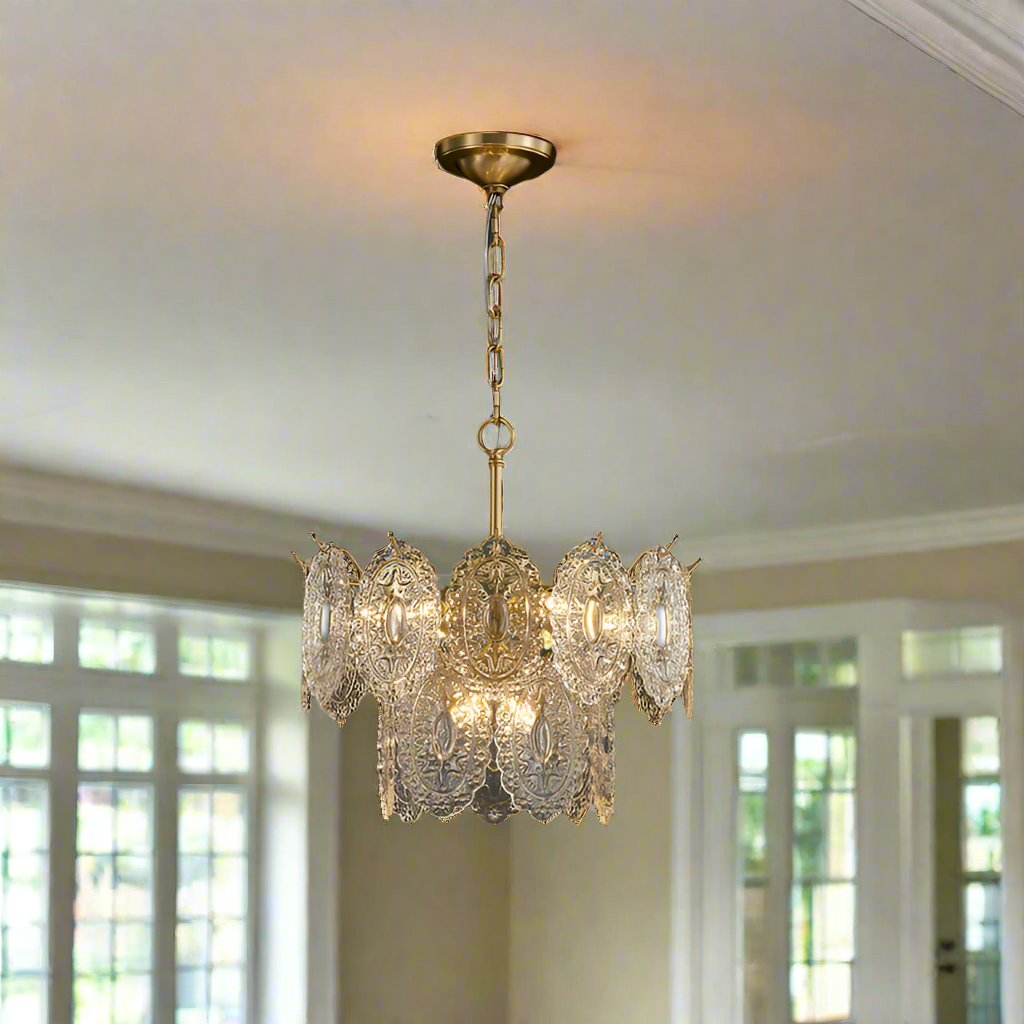 Crystal Ceiling Chandelier  Ornate Glass Medallion Design - Product detail 5