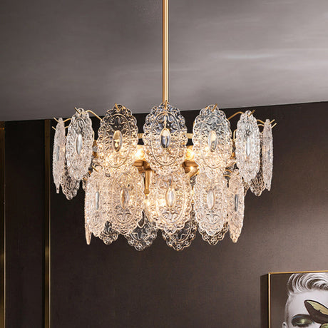 Crystal Ceiling Chandelier  Ornate Glass Medallion Design - Product showcase