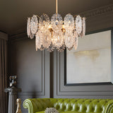 Crystal Ceiling Chandelier  Ornate Glass Medallion Design - Detailed view