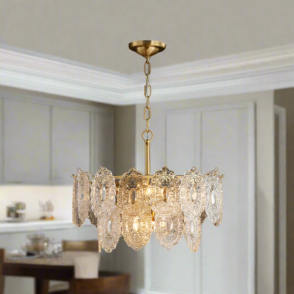 Crystal Ceiling Chandelier  Ornate Glass Medallion Design - Product example