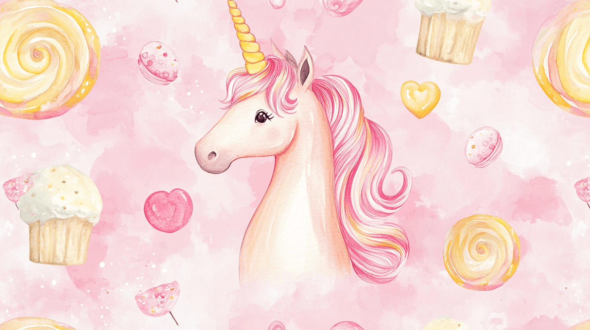 Unicorn Mural Wallpaper | Sweet Dreams and Candy Hearts