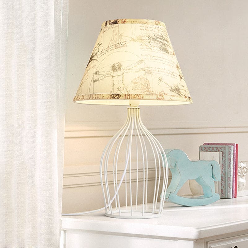 Vintage Table Lamp  Wire Cage Base With Sketch Shade - Product detail 9
