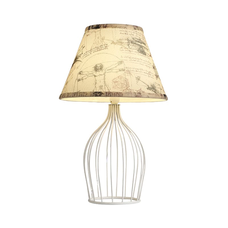 Vintage Table Lamp  Wire Cage Base With Sketch Shade - Product detail 7