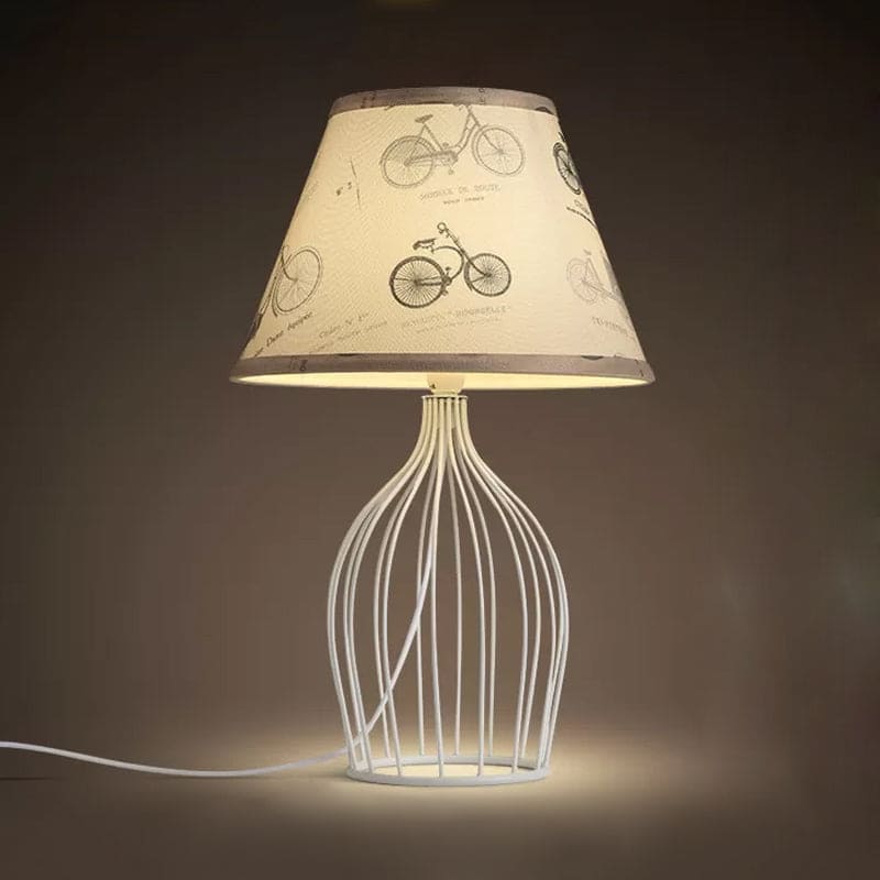 Vintage Table Lamp  Wire Cage Base With Sketch Shade - Product example
