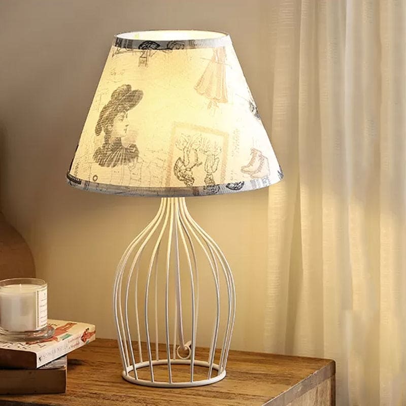 Vintage Table Lamp  Wire Cage Base With Sketch Shade - Product detail 6