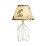 Vintage Table Lamp  Wire Cage Base With Sketch Shade - Detailed view