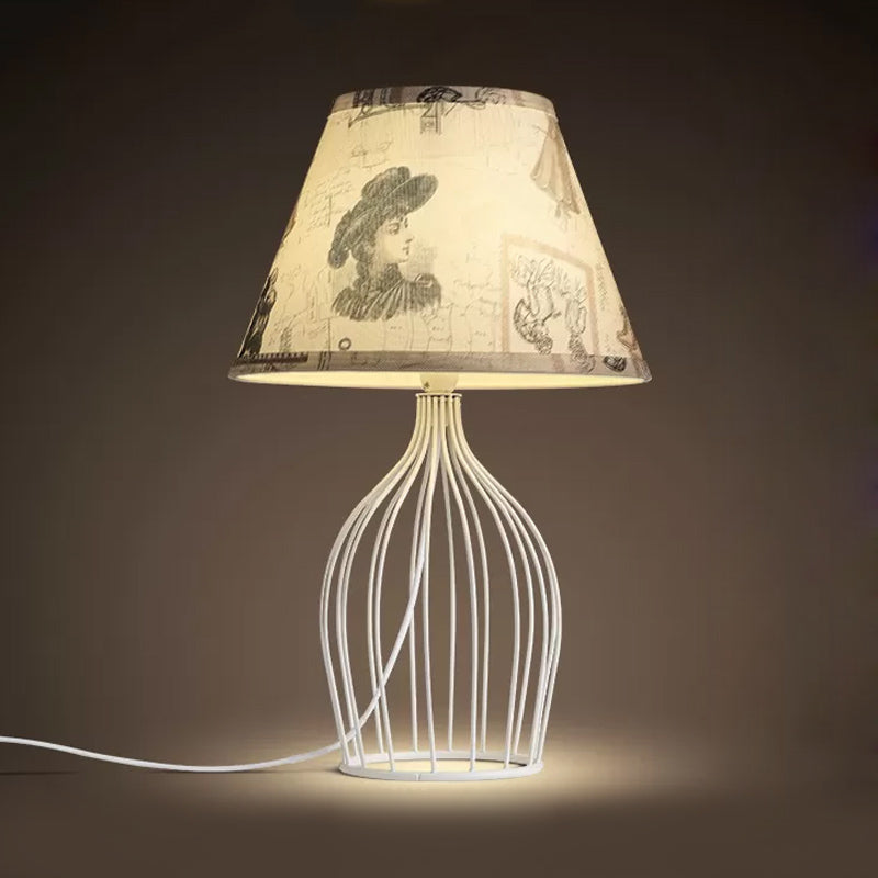 Vintage Table Lamp  Wire Cage Base With Sketch Shade - Product detail 4
