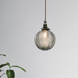 Vintage Glass Pendant Light  Leaf Pattern Globe Design - Product detail 5