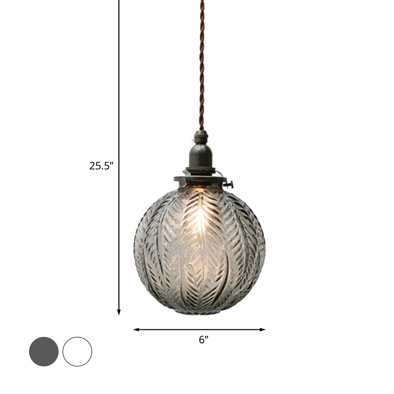 Vintage Glass Pendant Light  Leaf Pattern Globe Design - Product detail 7