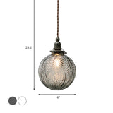 Vintage Glass Pendant Light  Leaf Pattern Globe Design - Product detail 7