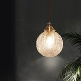 Vintage Glass Pendant Light  Leaf Pattern Globe Design - Product detail 6