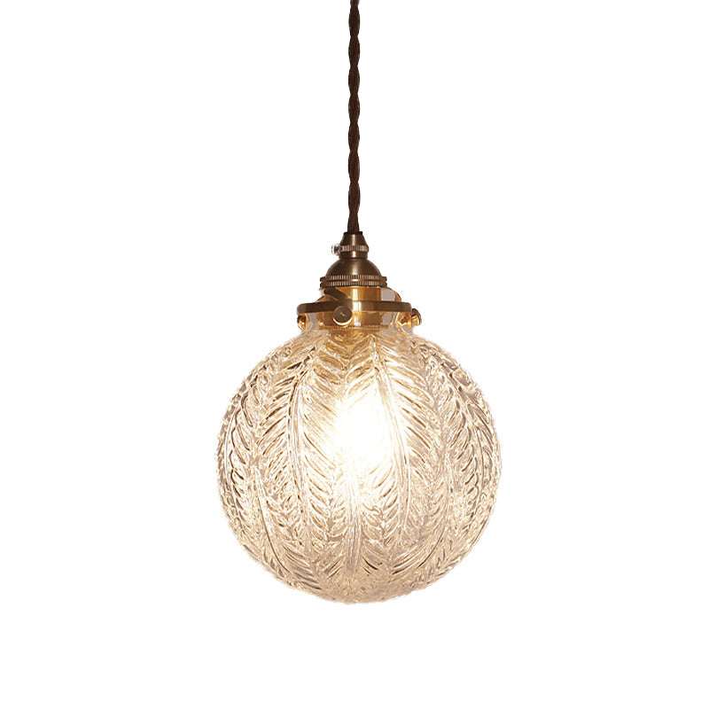 Vintage Glass Pendant Light  Leaf Pattern Globe Design - Product detail 9