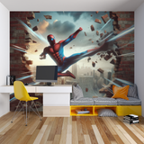 Superhero Mural Wallpaper | Dynamic 3D Spider Action Scene