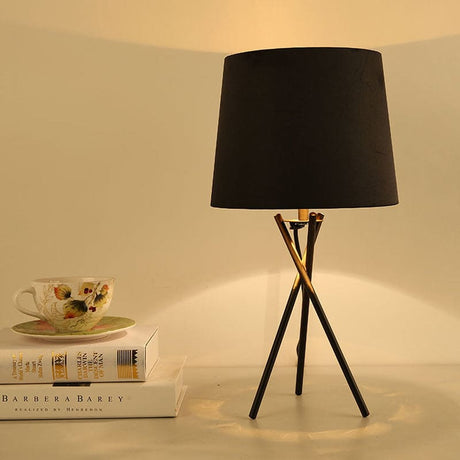 Modern Table Lamp  Black Drum Shade With Gold Interior - Product detail 9