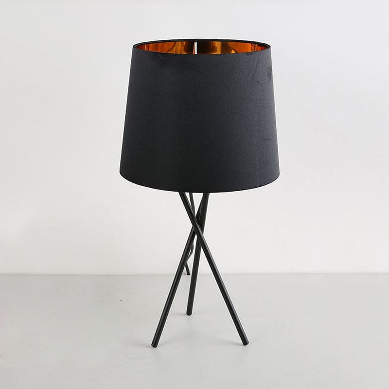 Modern Table Lamp  Black Drum Shade With Gold Interior - Product example