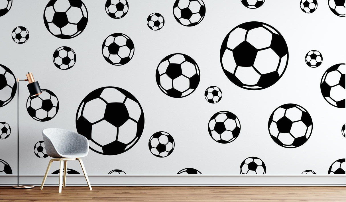 Football Mural Wallpaper | Black and White Soccer Ball Pattern