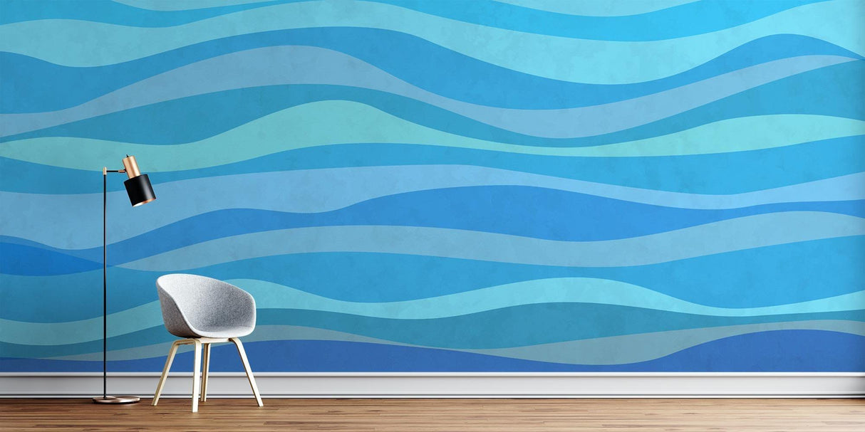 Ocean Wave Mural Wallpaper | Modern Blue Abstract Pattern