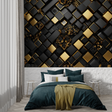 Geometric Mural Wallpaper | Modern Black and White Diamond Pattern