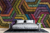 Geometric Mural Wallpaper | Colorful Rainbow Chevron Pattern