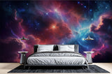 Galaxy Mural Wallpaper | Cosmic Nebula with Vibrant Aurora