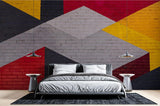 Geometrische Tapete | Modernes Ziegelmuster mit Rot und Gelb