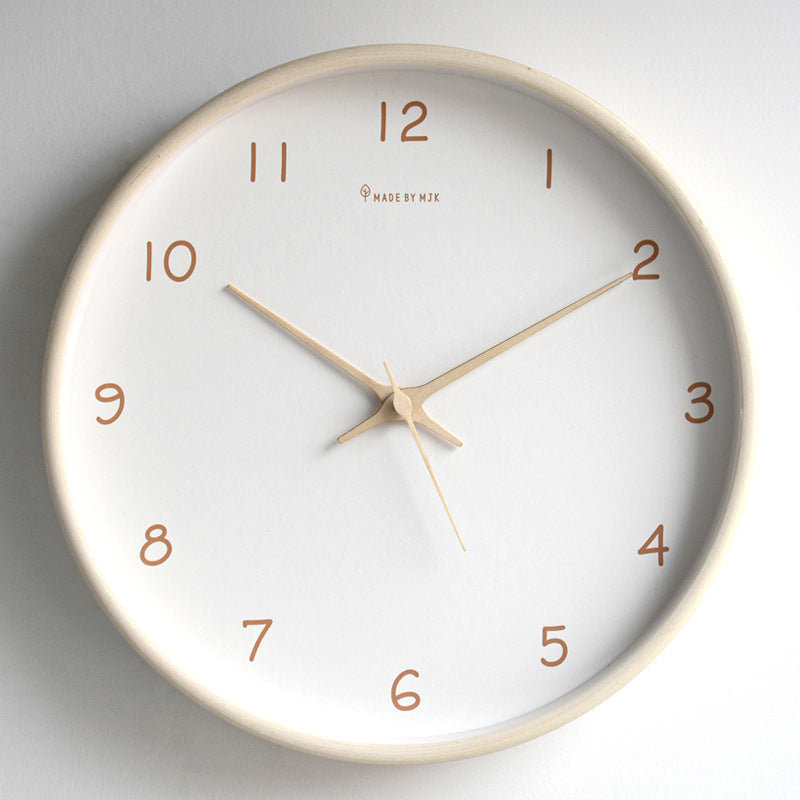 Minimalist Wall Clock  Natural Wood Frame with Rose Gold Numbers - Product detail 9