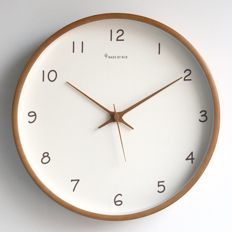 Minimalist Wall Clock  Natural Wood Frame with Rose Gold Numbers - Product detail 10