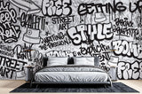Graffiti Mural Wallpaper | Urban Black and White Street Art