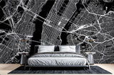 City Map Mural Wallpaper | Modern Black and White Urban Design