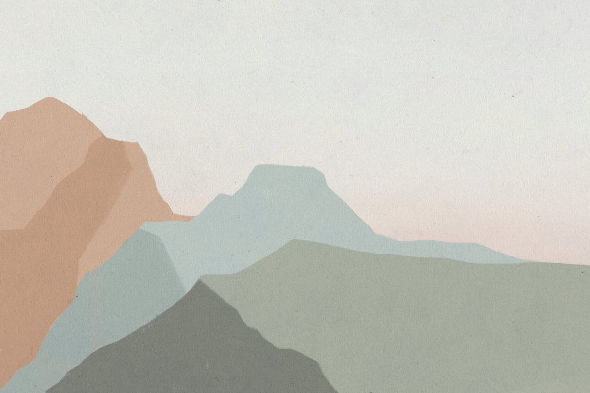 Mountain Mural Wallpaper | Soft Pastel Landscape Design