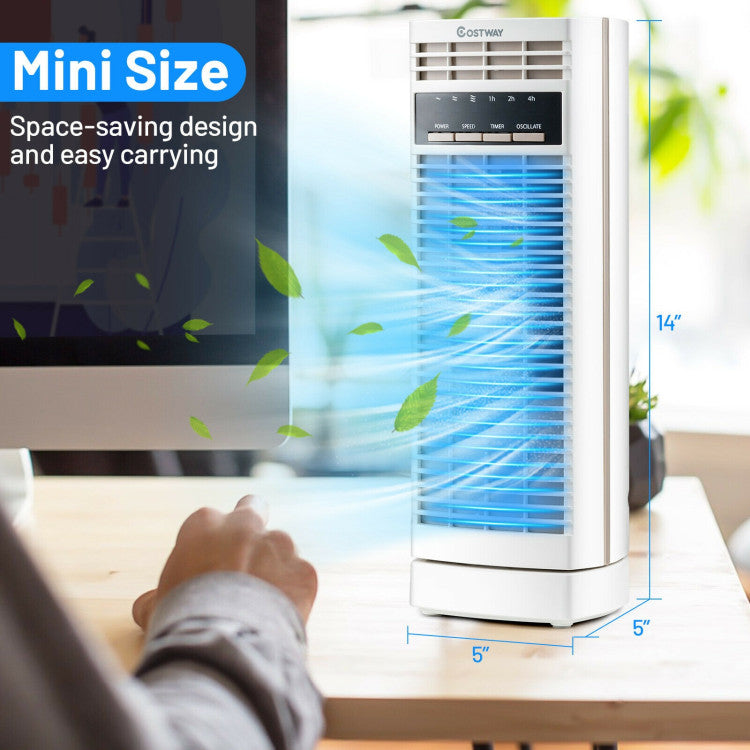 Mini Tower Fan  14-Inch Oscillating Desk Fan With Timer - Detailed view