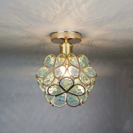 Floral Glass Ceiling Light  Crystal Petal Design - Product showcase
