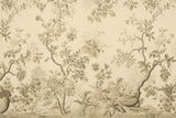 Floral Mural Wallpaper | Vintage Beige Toile de Jouy Pattern