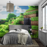 Gaming Mural Wallpaper | Pixelated Landscape Design