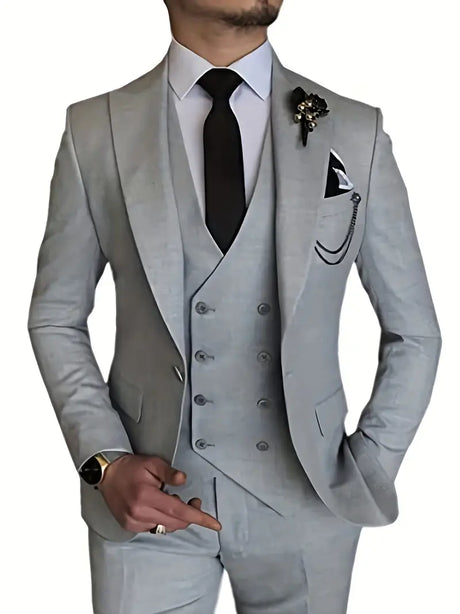 Classic Three Piece Suit  Beige Double-Breasted Design - Product detail 11