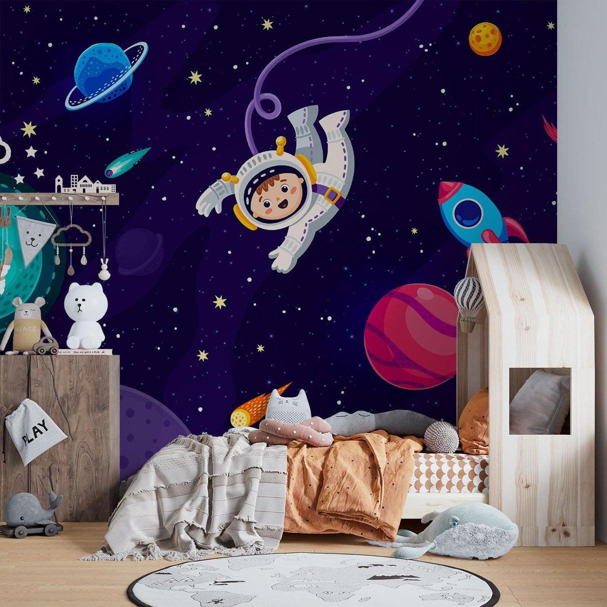 Space Mural Wallpaper | Astronaut Adventure with Planets