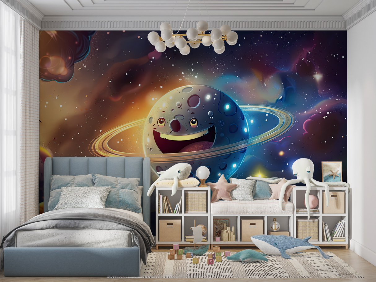 Space Mural Wallpaper | Happy Planet Galaxy Design