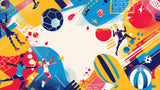 Football Mural Wallpaper | Dynamic Sports Design in Blue and Yellow