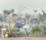Dinosaur Mural Wallpaper | Prehistoric Jungle Paradise