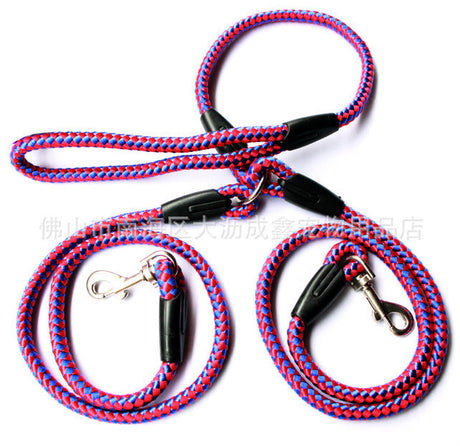 Double Dog Leash  Braided Nylon Tangle-Free Design - Product showcase