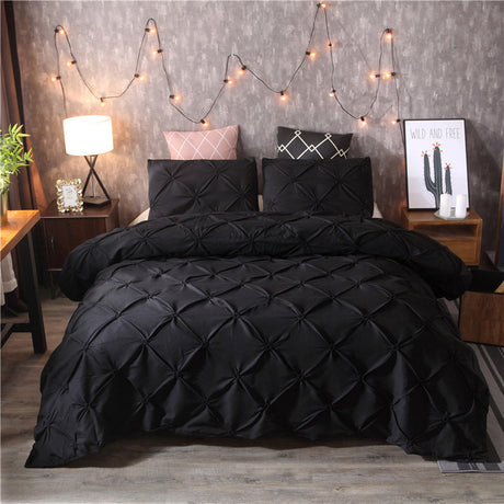 Pinch Pleat Duvet Cover Set  Diamond Pattern Bedding Collection - Product detail 4