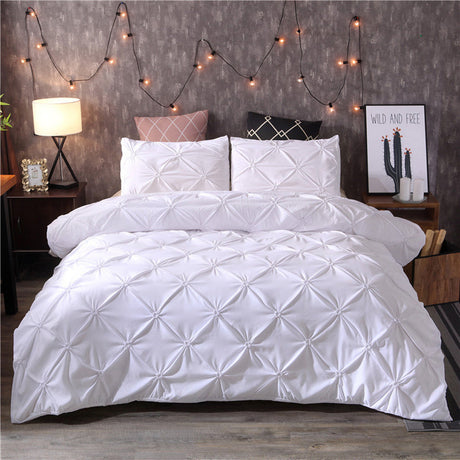 Pinch Pleat Duvet Cover Set  Diamond Pattern Bedding Collection - Product detail 8