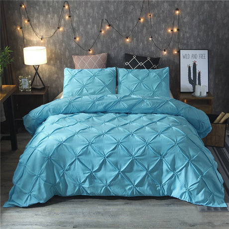 Pinch Pleat Duvet Cover Set  Diamond Pattern Bedding Collection - Product detail 5