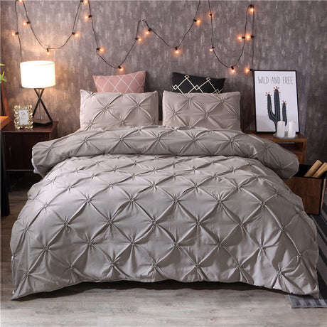 Pinch Pleat Duvet Cover Set  Diamond Pattern Bedding Collection - Product detail 6