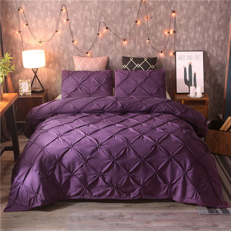 Pinch Pleat Duvet Cover Set  Diamond Pattern Bedding Collection - Product detail 7