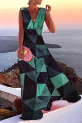 Elegant V-Neck Maxi Dress  Empire Waist Floor Length Design - Product example