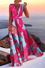 Elegant V-Neck Maxi Dress  Empire Waist Floor Length Design - Product detail 9